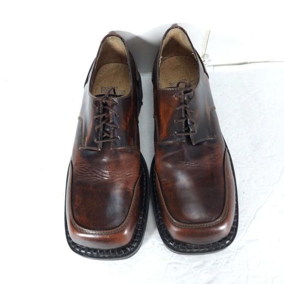 John Fluevog Men's VTG 240 Wagons US9,5/10 Brown Leather Square Toe Oxfords - Picture 3 of 14